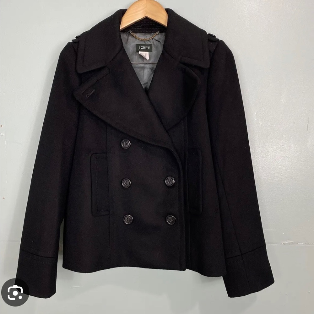 J Crew Double Breasted Black Peacoat Size 4